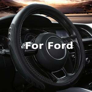 Leather Steering Wheel Cover for Ford F150 F250 F350, 15.5-16 inches Car Steering Wheel Cover with Anti-Slip Massage Particle (Black)