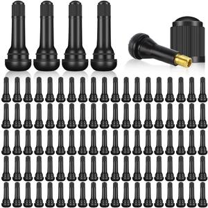 Mandark 100PCS Car TR413 Tire Valve Stems, Rubber Snap-in Automotive Valve Stems, Vehicle 0.453 Inch Tubeless Rim Holes Valve Stem Replacement Accessories, Universal for RV, SUV, Truck