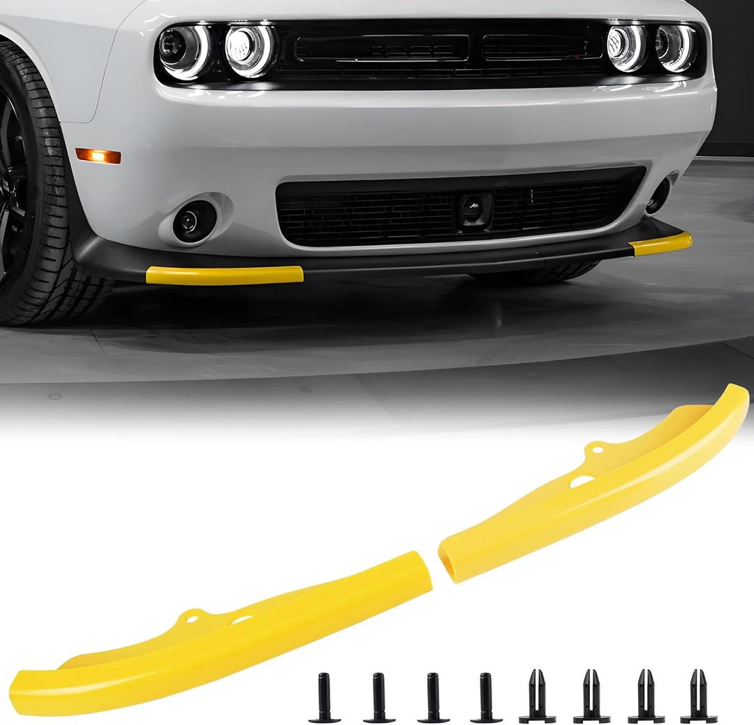 Front Bumper Lip Splitter Cover, for 2015-2023 Dodge Challenger, R/T GT SRT, 2PCS, Yellow