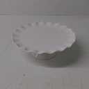 White Cake Stand, 10 Inch Cake Stands for Tea Party, Round Dessert Stand, Small Cake Plate Cupcake Stand for Dessert Table Display, Ruffle Trim