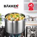 Stainless Steel Stockpot with Lid 16 Quart, Durable 18/8 Stainless Steel, Impact-Bonded Base for Even Heating, Riveted Handles, Oven & All Stove Compatible, Safe Up To 500F (260C)