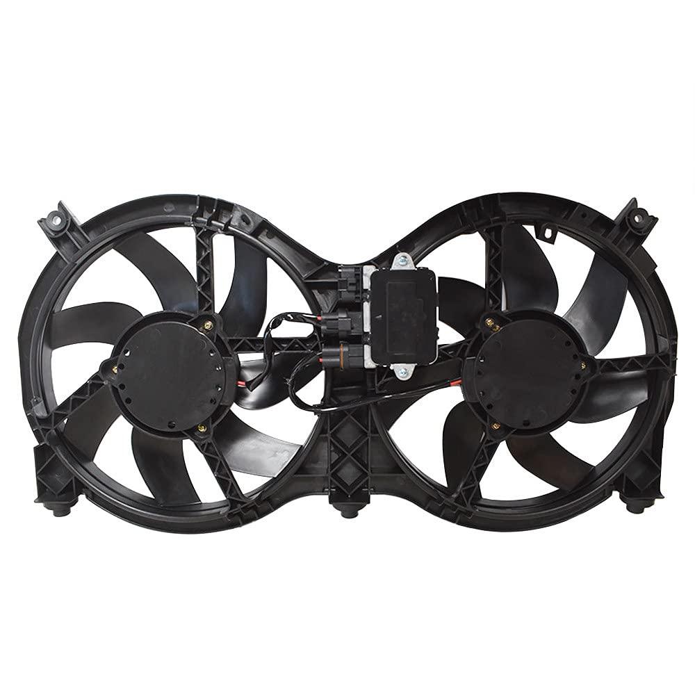 Dual Radiator Fan with Control Module Replacement for Pathfinder 2013-2017 Replacement for QX60 2014-2019 Replacement for JX35 2013 Replacement for 621-586 621586 214813JA2E NI3115149