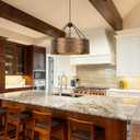 Farmhouse Drum Chandelier, 4-Light, 22in Pendant Light Fixture With Adjustable Chain, Kitchen Island Pendant Over Table, Rustic Industrial Chandelier for Dining Room, Bedroom, Living Room, Foyer