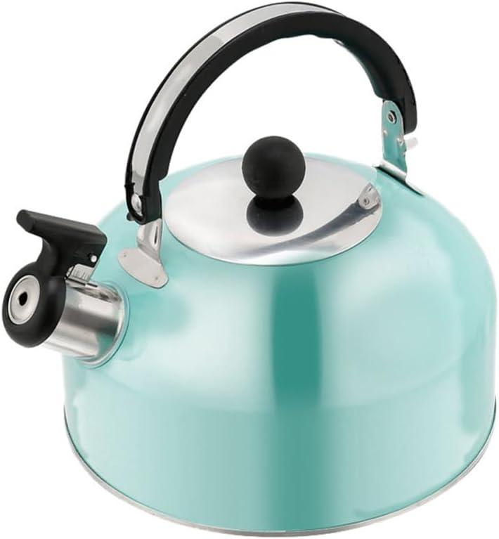 Cabilock Turquoise Whistling Tea Kettle Stainless Steel Boiling Kettle for Stovetop with Comfortable Handle 7.28 Inch for Home and Office Use