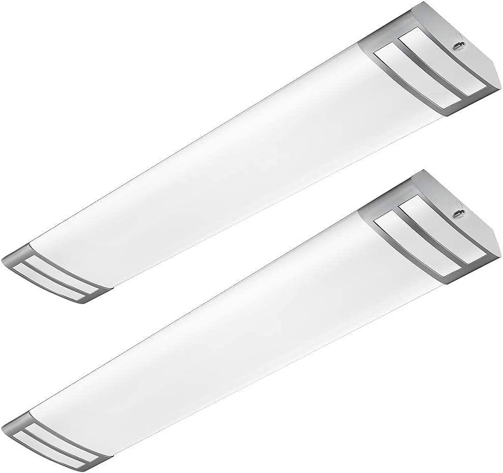 ANTLUX 4ft LED Flush Mount Linear Lights 40W 4500lm Kitchen Light Fixtures, 5000K, 4 Foot led Kitchen Ceiling Light fixtures for Living Room, Laundry, Replace for Fluorescent Version 2 Pack