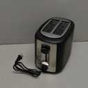 Amazon Basics 2 Slice Toaster, With 6 Browning Settings, Extra Wide Slots For Bagels and Special Breads, Removable Easy-to-Clean Crumb Tray, Cancel/Defrost/Bagel Buttons, 900W, Black & Silver