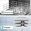 Zkptops 2 Pack Stainless Steel Snack Containers with Lids Portion Control Divided Plate 4 Compartments Metal Food Tray Reusable Bento Snack Boxes for Adults Food Storage Container for School Home