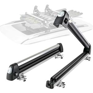 AA Products Inc. 33'' Aluminum Universal Ski Roof Rack Fits 6 Pairs Skis or 4 Snowboards, Ski Roof Carrier Fit Most Vehicles Equipped Cross Bars