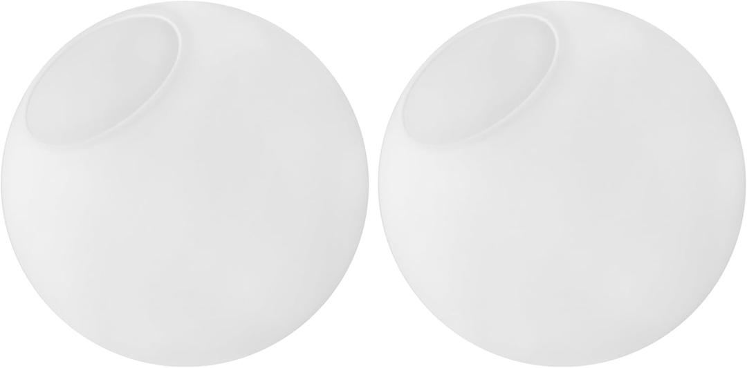 KoKo&Yukina 6 Inch 2 Pack Milk White Glass Globes Shade Frosted Replacement Glass Shades - 2.67" Fitter Opening - Lighting Fixture Replacement