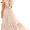 BIBIHOU Girls Lace Dress Boho Backless A Line High Low Hem Party Flower Girl Dress 6-14 Years (Lvory, 12Y)