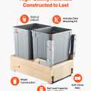 VEVOR Wood Pullout Trash Can for Kitchen Cabinets, 35 QT x2 Double Under Sink Garbage Waste Recycling Bin, Under Mount Waste Container, with Heavy Duty Metal Soft Close Sliding System and Door Kit