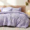 Bedsure King Size Comforter Set - 7 Pieces Floral Lavender Soft Bedding Sets, King Bed in a Bag with Botanical Flowers Comforter, Sheets, Pillowcases & Shams