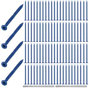 MorningRo 200 Qty 1/4" x 2-3/4" Star Head Concrete Screws Anchor with Drill Bits Blue Star Drive Bugle Head Screws for Anchor Masonry, Block, Brick, Cement, Stucco, Diamond Point and Wood Fastening