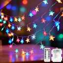 Star String Lights, 33ft 100 LED 8 Modes Star Fairy Lights Battery Operated Waterproof Indoor Outdoor for Bedroom Patio Party Wedding Tent Loft Bed Xmas Tree Decor, Multicolor