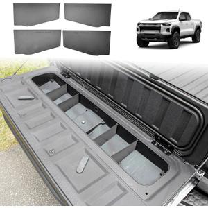 HGWEI Tailgate Storage Dividers Compatible with Chevy Colorado/GMC Canyon 2026 2025 2024 2023 Accessories 4PCS Black StowFlex Truck Bed Organizer Insert Compartment Tray