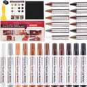 DEWEL Wood Furniture Markers & Filler Sticks Repair Kit, New Improved 12 Colors Touch Up Markers and Crayons - Covering Damaged Wooden Surfaces and Floors, for Pets Scratches, Stains, Cracks and Dents (Black, Gray, Maple, Oak, Cherry, Walnut, Mahogany, White, Chestnut, Burnt Sienna, Espresso, Bamboo)