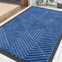 Smiry Front Door Mat Outside Entrance, Heavy Duty Sturdy Natural Rubber Doormat, Trap Dirt and Moisture, Easy Clean Low Profile Welcome Floor Mats for Indoor Outdoor Entry, 35X23 Inch, Blue
