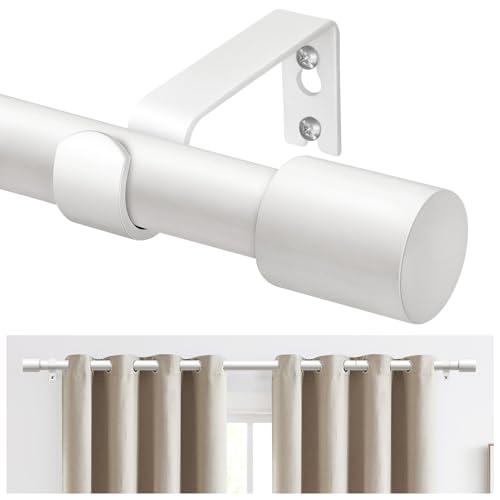 TONIAL White Curtain Rods 32 to 58 Inch(2.6-4.8ft), Adjustable Splicing Window Curtains rod, 3/4 Drapery Rods for Windows 20 to 53 Inch(1.7-4.4ft), Decorative Single Rod with Modern Cap Finial