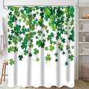 St Patricks Day Shower Curtain 72"x72" Happy Saint Patricks Day Irish Bath Curtains Lucky Shamrock Pattern Home Bathroom Decorations Green Shower Curtains with 12 Hooks
