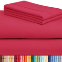 LuxClub 4 PC Sheet Set Bed Sheets Deep Pockets 16" Eco Friendly Wrinkle Free Cooling Machine Washable Hotel Bedding Silky Soft - Red California King