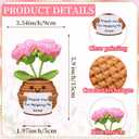 Wavwavw Teacher's Day Appreciation Gifts Thank You for Helping Me Grow Handmade Crochet Flower Doll with Card for Teacher Graduation Gifts Office Decor(Pink Rose Flower)