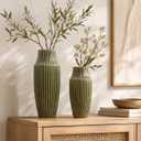 Tall Ceramic Vase Green, Large Flower Vase for Home Decor - 14 Inch