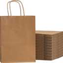 RACETOP 50Pcs 8x4.5x10.8 Inch Brown Gift Bags with Handles, Paper Gift Bags Bulk, Kraft Paper Bags for Craft, Retail, Shopping, Favor (1 Count (Pack of 50))