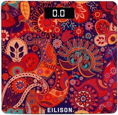 Eilison Indian Art Digital Body Weighing Scale 400lbs, Precision Step-on Bathroom Scale, Accurate & Large LED Display, Weight Verification, Thick Tempered Glass (Indian Art)