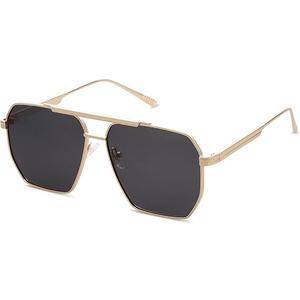SOJOS Retro Oversized Square Polarized Sunglasses for Women Men Vintage Shades Classic Large Metal Sun Glasses (Shiny Gold)