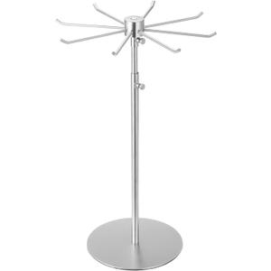 uxcell Keychain Display Stand, 1Pcs - Metal 1-layer Rotating Jewelry Display Stand with 8 Hook, Adjustable Display Rack for Necklace Craft Shows (Silver)