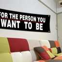 72x24Inch Motivational Gym Banner For The Person You Want To Be with Brass Grommets - Perfect for Garage Gym Decor, Fitness Flags & Inspirational Workout Wall Art