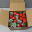 Lyrow 100 Pieces Artificial Strawberries 2.2inch/2.76inch/3.35inch Faux Realistic Strawberry Decor Plastic Simulation Fake Lifelike Fruit for Photography Prop Cabinet Party(Cute)