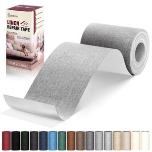 Cahomo Linen Repair Tape 4x79 inch, Self Adhesive Linen Fabric Patches, Linen Fabric Patch Tape Kit, Fabric Repair Tape for Linen Sofas, Headboards, Chairs, Pillows, Curtains - Light Grey