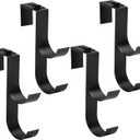 codree 4 Pcs Adjustable Pool Fence Hooks for Pool Equipment, Black Heavy Duty Fence Hooks for Pool Poles, Slipe-on Fence Hanger for Pool Hose Pool Skimmer, Fits 1.4 Inch to 3 Inch Railing