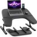 SAIJI Laptop Lap Desk for Bed & Couch, Adjustable Height & Angle Bed Desk with Soft Armrest for Adults, Ergo Curve Folding Bed Table for Working, Reading and Gaming, Laptop Desk for Bed (Black)