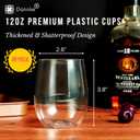 48 Stemless Plastic Wine Glasses - 12oz Clear Disposable Party Cups for Parties - Wine Tumblers