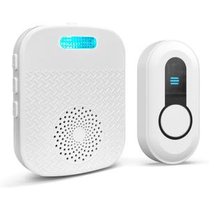 Wireless Caregiver Pager Call Button Nurse Call System Rechargeable & Portable Receiver with 328Ft Range for Elderly/Patient/Disabled at Home/Hospital (1Receiver &1 Emergency Button