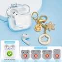 for Airpods 4 Case Clear with Lock&Bling Keychain for Women&Girly,Cute Soft TPU Clear Case Cove for Apple Airpods 4th Generation (2024) with Cleaning Kit,Phone Holder Function