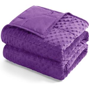 Kivik Minky Dot Weighted Blanket for Adults, 15 lbs Breathable Heavy Throw Blankets, Ultra Soft Cooling Weighted Comforter, Machine Washable, 48"x72" Twin, Purple