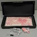 YUNZII B75 PRO Wireless Mechanical Keyboard,75% Layout with Knob,Hot Swap Gasket Custom Structure,Creamy Pre-lubed Switches,RGB Backlit,Bluetooth/Type-C/2.4G for Win/Mac(Cocoa Cream V2 Switch,Pink)