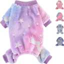 Small Dog Pajamas Pjs Sweater Cute Extra Small Dog Clothes, 4 Legs Puppy Jumpsuit, Warm Winter Fleece Doggie Onesies Pet Apparel Outfits for Chihuahua Yorkie Cat, Pink, XXXS