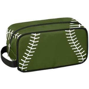 LLCXCSI Kids Travel Toiletry Bag for Boys Olives Green Baseball Waterproof Hanging Dopp Kit for Men, Shaving Bag with Large Capacity for Travel, Sports, Shower
