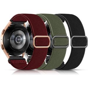 Lerobo Elastic Bands Compatible with Samsung Galaxy Watch 8 7 6 5 4 40mm 44mm/Galaxy Watch 8 Classic 6 4 Classic 43mm 47mm 42mm 46mm/5 Pro Band 45mm/Active 2,3 Pack 20mm Adjustable Nylon Sport Band