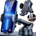 HTU 【98+LBS Strongest Suction & Military-Grade】 Ultimate Car Phone Mount【Patent & Safety Certs】 Cell Phone Holder Truck Stand for Dashboard Windshield Vent for iPhone 17 Pro Max 16 15 Samsung (Black)