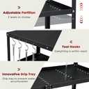 Grill Cart Table Indoor & Outdoor with 4 Lockable Casters, Hooks & Side Handle, Multifunctional Pizza Oven Stand for Patio Kitchen