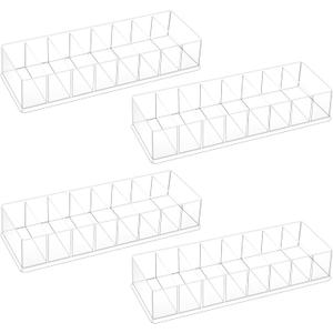 4 Pcs Acrylic Makeup Organizers, 8 Spaces Vanity Organizer, Acrylic Drawer Organizer, Lipstick Organizer, Drink Packet Organizer, Eyeshadow Palette Organizer, Countertop Makeup Organizer for Drawer