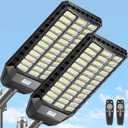 Deepn Upgrade12000W Solar Street Lights Commercial Grade, TW036 | Solar Parking Lot Lights IP67 Waterproof, Dusk to Dawn LED Security Flood Light with Motion Sensor and Remote Control, 2 Pack