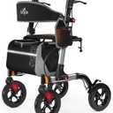 Walkers for Seniors, Rollator Walker with Seat, 350 lb Weight Capacity, 18" Big Seat, 8" All-Terrain Wheels, 6-Level Adjustable Height, Lightweight Aluminum Frame Rollator Walkers for Seniors (Silver)