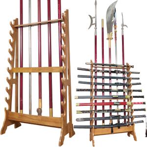 Sword Stand Vertical | Wooden Katana Stand, Sword Display Stand 10~Layer 5 Hole Samurai Sword Stand Display, Sword Rack Floor Standing Sword Holder, Large Sword Storage | Multilayer Lightsaber Hangers (Brown)