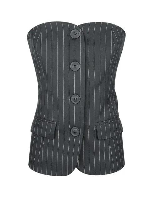 Gimme top gray pinstripe Gimme top gray pinstripe